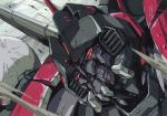  1980s_(style) aircraft airplane battle blitzwing bumblebee_(film) debris decepticon fighter_jet jet looking_at_viewer marble-v mask mecha military military_vehicle red_eyes retro_artstyle transformers transformers_(live_action) wings 
