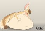  absurd_res belly_inflation bodily_fluids canid canine cum cum_inflation fenn fennec fox genital_fluids hi_res hyper inflation male mammal sabotfennec solo vore 