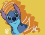  2020 alien blue_body blue_fur blue_nose disney experiment_(lilo_and_stitch) eyebrows feral fur lilo_and_stitch male simple_background solo starrypawz stitch_(lilo_and_stitch) tuft yellow_background 