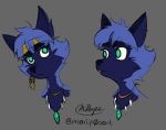  anthro black_nose blue_ears canid canine eyebrows eyelashes female fox fur green_eyes grey_background hair head_tuft hi_res jewelry krystal mammal marip0sart necklace nintendo signature simple_background solo star_fox tuft video_games 