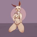  1:1 2020 anthro beastars bodily_fluids bra clothed clothing domestic_rabbit female front_view full-length_portrait fur genital_fluids haru_(beastars) hi_res kneeling lagomorph lehax leporid mammal oryctolagus panties portrait pussy_juice rabbit solo underwear underwear_only wet wet_clothing wet_panties wet_underwear white_body white_fur 