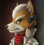  2016 bandanna canid canine cheek_tuft eyebrows facial_tuft fox fox_mccloud foxbeats fur green_eyes hair inner_ear_fluff kerchief looking_aside male mammal nintendo orange_body orange_fur signature solo star_fox tan_body tan_fur tan_hair tuft video_games whiskers 