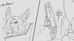  16:9 breasts canid canine clothing eyes_closed female fenavi_montaro fennec feretta fox hanging_by_feet hi_res inversion_rack mammal panties red_fox silver_fox sketch small_breasts underwear upside_down vix_(feretta) widescreen 