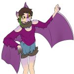  1:1 alpha_channel anthro bat_wings braided_hair brown_eyes brown_hair calliecho chiropteran clothing female green_hair growing_fur hair hi_res human_to_anthro mammal membrane_(anatomy) membranous_wings mid_transformation nintendo noibat open_mouth pok&eacute;mon pok&eacute;mon_(species) simple_background solo species_transformation torn_clothing transformation transparent_background video_games wings yellow_sclera 