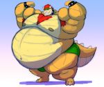 3_toes 5_fingers animal_humanoid belly big_belly big_muscles bowser bracelet clothed clothing collar fingers grin hair hi_res horn huge_muscles humanoid hyper hyper_belly hyper_muscles jewelry looking_at_viewer male mario_bros muscular navel nintendo partially_clothed red_hair scalie scalie_humanoid silver-stag smile solo spiked_bracelet spiked_collar spiked_tail spikes spikes_(anatomy) toes video_games 