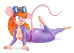  anthro big_butt breasts butt chip_&#039;n_dale_rescue_rangers disney eyewear female gadget_hackwrench goggles goggles_on_head kairaanix mammal mouse murid murine nipples rodent simple_background solo white_background 