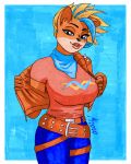  _background aaron_hibiki activision anthro bandicoot big_breasts blue_eyes breasts clothed clothing crash_bandicoot_(series) curvaceous curvy_figure exposed_breasts female flashing_breasts hi_res looking_at_viewer mammal marsupial pirate_tawna simple_background solo tawna_bandicoot tight_clothing video_games voluptuous wide_hips 