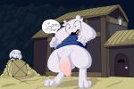  anthro balls big_penis bottomless cave_story clothed clothing crossgender digitigrade flaccid genitals hi_res ikkykrrk lagomorph male mammal mimiga outside penis scared standing sue_sakamoto toroko video_games voyeur 