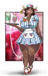  &lt;3 &lt;3_eyes absurd_res anthro bodily_fluids bovid bovine cattle clothing cum diner genital_fluids gynomorph hi_res intersex mammal mature_(disambiguation) milkshake pinup pose sharkfloof smile solo standing uniform waiter waitress_outfit 