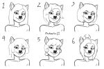  3:2 absurd_res anthro bare_shoulders bob_cut cervid curled_hair female group hair hairstyle_change hi_res long_hair mammal monochrome mudwatch nameless_character short_hair smile topknot 