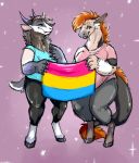  claws clothing danji-isthmus hi_res hooves horn hybrid inner_ear_fluff lgbt_pride monster pansexual_pride_colors pink_background pink_clothing pride_(disambiguation) pride_colors simple_background sparkles tagme tuft 