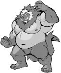 2020 anthro bakedanooki belly hi_res humanoid_hands kemono male mammal moobs navel nipples overweight overweight_male scar simple_background solo white_background 