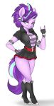  anthro anthrofied big_breasts bottomwear breasts clothing equid equine female friendship_is_magic hair hand_on_hip hasbro hi_res horn kennzeichen mammal miniskirt my_little_pony purple_body purple_hair skirt solo starlight_glimmer_(mlp) unicorn 