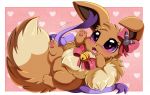  accessory bell better_version_at_source bow_tie brown_body brown_fur eevee eeveelution fan_character female feral fur hair_accessory hair_bow hair_ribbon nintendo nude open_mouth open_smile playful pok&eacute;mon pok&eacute;mon_(species) pridark purple_eyes ribbons simple_background smile snaggle_tooth solo tail_bow tail_ribbon umbreon video_games 