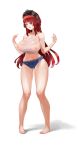  1girl 5mango! absurdres bangs barefoot blunt_bangs crotchless crotchless_panties feet full_body goggles goggles_on_head highres hime_cut last_origin long_hair looking_at_viewer navel nipples panties pubic_hair red_eyes red_hair simple_background solo t-3_leprechaun underwear white_background 