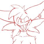  anthro breasts bust_portrait cleavage clothed clothing ear_piercing female looking_at_viewer one_eye_closed piercing portrait rime_the_vixen sharp_teeth sketch smile smiling_at_viewer solo teeth wink yiss 