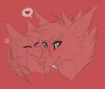  anthro canid canine canis crystalwhisker dragon female hi_res mammal monochrome silly smooch wolf 
