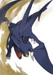  black_sclera claws commentary_request dragon highres no_humans open_mouth pokemon pokemon_(creature) rii2 sand sharp_teeth solo spikes teeth tongue yellow_eyes 