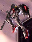  alternate_color flying gun gundam gundam_seed holding holding_gun holding_shield holding_weapon looking_ahead mecha no_humans shield sidehiwinder solo space strike_dagger visor weapon 