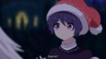  2girls :o blue_hair blue_shirt blurry blurry_background blurry_foreground commentary_request dark_background depth_of_field doremy_sweet english_text eyebrows_visible_through_hair hat highres kishin_sagume multiple_girls nightcap open_mouth pom_pom_(clothes) purple_eyes red_headwear shirt solo_focus touhou turtleneck upper_body window wings yukome 