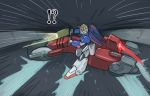  !? akira green_eyes ground_vehicle gundam looking_at_viewer mecha mega_rider motion_lines motor_vehicle motorcycle niiyan no_humans parody riding v-fin zeta_gundam zeta_gundam_(mobile_suit) 