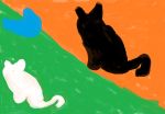  ambiguous_gender anthro black_body blue_body domestic_cat felid feline felis mammal oil_painting_(artwork) painting_(artwork) simple_background traditional_media_(artwork) unknown_artist white_body zero_pictured 