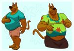  2020 anthro belly big_belly bottomwear brown_body brown_fur canid canine canis clothed clothing domestic_dog eyes_closed fur great_dane grin hand_on_stomach hanna-barbera hi_res lizard_soup looking_away male mammal mastiff molosser musclegut muscular muscular_anthro muscular_male overweight overweight_anthro overweight_male pants plantigrade scooby-doo scooby-doo_(series) shirt shorts slightly_chubby smile solo tight_clothing topwear 