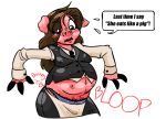  2015 absurd_res accessory alpha_channel anthro apron blush bodily_fluids breasts brown_hair clothing dialogue domestic_pig english_text female flying_sweatdrops hair hair_accessory hairband hi_res looking_down mammal multi_nipple nipple_outline nipples open_mouth pink_body simple_background solo suid suina surprise sus_(pig) sweat sweatdrop tail-blazer text transformation transparent_background waiter wardrobe_malfunction 
