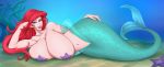  absurd_res animal_humanoid ariel_(disney) big_breasts breasts disney female hair hi_res huge_breasts humanoid looking_at_viewer marine marine_humanoid merfolk raidouzero red_hair solo the_little_mermaid thick_thighs wide_hips 