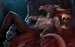  2020 anthro clothed clothing digital_media_(artwork) dragon dragonfu male red_eyes solo topless 