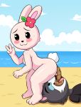  anthro blush breasts cartoon_hangover clothed clothing eating_feces feces female fur hi_res huitu_c lagomorph leporid male male/female mammal pooping rabbit scat the_summoning thick_thighs 