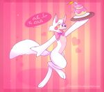  &lt;3 2015 anthro bow_tie cake candle canid canine chronnellian claws dessert fangs female fire five_nights_at_freddy&#039;s five_nights_at_freddy&#039;s_2 fluffy fluffy_tail food fox fur hair head_tuft hi_res inner_ear_fluff jumping mammal mangle_(fnaf) pink_body pink_claws pink_fur pink_inner_ear plate skipping text tuft url video_games white_body white_fur 