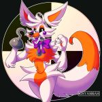  1:1 2020 ambiguous_gender animatronic big_ears bow_tie canid canine cheek_tuft claws facial_tuft fingers five_nights_at_freddy&#039;s five_nights_at_freddy&#039;s_world fluffy fox fur happy head_tuft hi_res hip_tuft hook ichyannah lipstick lolbit_(fnaf) machine makeup mammal orange_body orange_fur orange_pawpads pawpads purple_cheeks robot sharp_teeth shoulder_tuft sister_location smile speaker teeth tuft video_games white_body white_eyes white_fur 