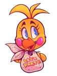  2020 3:4 alpha_channel alternate_version_at_source animatronic anthro avian beak bib bird chicken eyebrows eyelashes feathers female five_nights_at_freddy&#039;s five_nights_at_freddy&#039;s_2 galliform gallus_(genus) headshot_portrait machine open_mouth open_smile phasianid pink_cheeks portrait robot smile solo toy_chica_(fnaf) venum0us video_games yellow_body yellow_feathers 