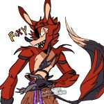  1:1 2020 4_fingers animatronic anthro bottomwear canid canine claws clothing english_text eye_patch eyebrows eyewear fingers five_nights_at_freddy&#039;s fox foxy_(fnaf) fur head_tuft hi_res kinoselynn long_tail machine mammal pirate pupils red_body red_fur robot sharp_teeth shorts shoulder_tuft slit_pupils smile teeth text tuft video_games 