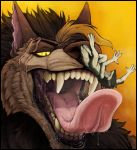  acidic anthro bodily_fluids canid canine canis conditional_dnp duo female hi_res hybrid imminent_vore macro male male/female mammal micro mouth_shot notched_ear open_mouth saliva saliva_on_tongue saliva_string scar sergal simple_background tattoo throat tongue tongue_out ursid vore were werecanid werecanine werewolf wolf 