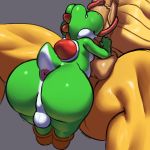  1:1 2020 absurd_res anthro anthro_on_anthro anus backsack balls big_balls big_butt big_penis bowser butt chromamorph clothing digital_media_(artwork) dinosaur duo erection fellatio footwear genitals green_yoshi hi_res humanoid_genitalia humanoid_penis koopa larger_male licking male male/male mario_bros muscular muscular_male nintendo nude oral penile penis penis_lick reptile scalie sex shoes simple_background size_difference smaller_male smile spread_legs spreading tongue tongue_out vein veiny_penis video_games yoshi 