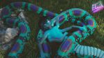  16:9 2020 3d_(artwork) animal_humanoid apode blender_(software) blender_3d blue_body chilling colored_flesh day digital_media_(artwork) draconcopode elasid grass hi_res highlights_(coloring) humanoid lying male meadow multicolored_body multilimb multilimbed naga nude on_back outside pit_viper rattle_(anatomy) rattlesnake reptile reptile_humanoid scales scalie scalie_humanoid serpentine smile snake snake_humanoid solo text url viper watermark widescreen 