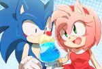  2020 accessory amy_rose anthro clothing cup dessert duo eulipotyphlan eye_contact female food gloves green_eyes hair_accessory hairband handwear hedgehog holding_object ice_cream looking_at_another male male/female mammal msg02 open_mouth open_smile smile sonic_the_hedgehog sonic_the_hedgehog_(series) tongue video_games 