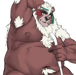  2020 anthro belly brown_body brown_fur fur humanoid_hands kimun_kamui_(tas) male mammal musclegut nipples oaks16 overweight overweight_male simple_background solo tokyo_afterschool_summoners ursid video_games white_background 