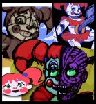  ambiguous_gender android animatronic baby_(fnafsl) biped blue_eyebrows bottomwear clothed clothing exposed_endoskeleton eyebrows five_nights_at_freddy&#039;s girly green_eyes hair hi_res humanoid looking_at_viewer looking_up machine multiple_images nightmare_fuel open_mouth pigtails red_bottomwear red_cheeks red_clothing red_hair red_nose red_skirt robot sister_location skirt skylordlysander solo video_games white_body 