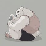  2020 anthro butt clothing dumdum eyewear fur glasses hi_res kemono male mammal nail_clippers nail_clipping overweight overweight_male polar_bear shirt sitting solo topwear underwear ursid ursine white_body white_fur 