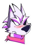 2020 anthro bandanna black_nose blush bodily_fluids canid canine canis eye_patch eyebrows eyewear fur grey_body grey_fur hair kerchief male mammal nintendo pancakepooch reaction_image solo star_fox sweat video_games white_body white_fur white_hair wolf wolf_o&#039;donnell 