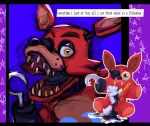  ambiguous_gender animatronic anthro canid canine english_text eye_patch eyewear five_nights_at_freddy&#039;s fox foxy_(fnaf) freckles gold_(metal) gold_tooth hook_hand knife looking_at_viewer machine mammal multicolored_body oil open_mouth plushie red_body robot skylordlysander solo stuffing teeth text video_games yellow_eyes 