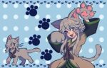  &gt;_o 1other androgynous animal_ears animal_hands animalization arm_up brown_coat brown_neckerchief cat cat_ears cat_tail coat commentary english_commentary fang gift_art gloves grey_cat grey_eyes grey_hair gzpxllztt hand_up highres houlen_yabusame kemonomimi_mode layered_sleeves len&#039;en long_sleeves neckerchief one_eye_closed open_mouth other_focus paw_gloves short_hair_with_long_locks short_over_long_sleeves short_sleeves smile tail 
