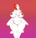  absol anthro areola big_breasts breasts female gradient_background nintendo nipples pok&eacute;mon pok&eacute;mon_(species) pokebii simple_background slightly_chubby solo thick_thighs video_games white_background wide_hips 