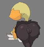 anthro anus ass_up black_body black_fur braixen breasts butt dipstick_tail eyelashes female fur generation_6_pokemon genitals grey_background hi_res looking_at_viewer looking_back looking_back_at_viewer markings nintendo orange_body orange_eyes orange_fur plump_labia pokemon pokemon_(species) pussy rear_view renta simple_background solo tail tail_markings thick_thighs white_body white_fur wide_hips yellow_body yellow_fur