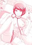  breasts cameltoe domestic_na_kanojo monochrome nipples no_bra nurse open_shirt pantsu sasuga_kei stockings tachibana_rui thighhighs 