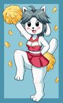  anthro blush breasts canid canine canis cheerleader clothed clothing domestic_dog female fur hair hi_res huitu_c mammal tem temmie_(undertale) thick_thighs undertale video_games white_body white_fur wide_hips 