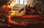 anthro aquaticas bodily_fluids dragon dragonborn_(dnd) dungeons_and_dragons duo erection fellatio genitals hasbro hi_res horn male male/male nude oral penile penis scales scalie sex wizards_of_the_coast